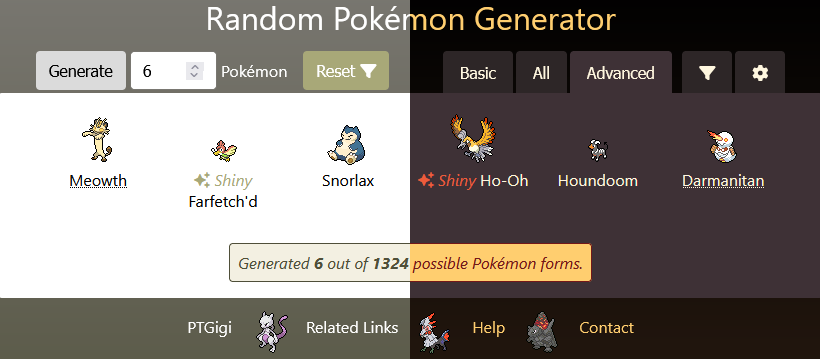 Random Pokemon Generator - PTGigi